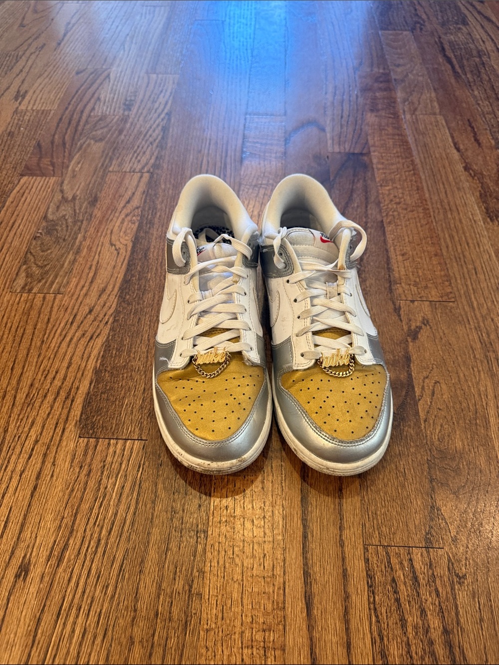 Nike Women’s White, Mustard & Silver Low-Top Sneakers